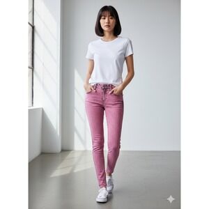 T Five Skinny Jeans Women's Size 5 Pink Tie Dye Denim Cotton Stretch Classic Y2K